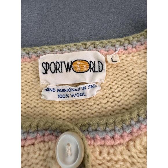 Sportworld Butter Wool Button Front Embroidered Patterns Long Sleeve Cardigan L - Picture 5 of 7